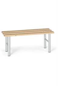 Garderobenbank, Sitzfläche aus Fichtenholzlatten, Stahlkonstruktion grau, Länge 1,0 m