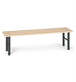 Garderobenbank, Sitzfläche aus Fichtenholzlatten, Stahlkonstruktion anthrazit, Länge 1,5 m