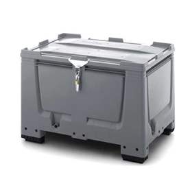 BigBox aus Polyethylen, mit Deckel und Verschluss-Sets, Vollwand, 1200x800x790 mm, mit Füßen