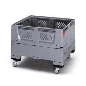 BigBox klappbar aus Polyethylen, mit Lüftungsschlitzen, 1200 x 1000 x 790 mm, mit Rädern