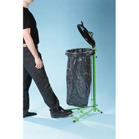 Müllsackständer für 1x120 l Säcke, mit Pedal, Grün lackiert, Kunststoffdeckel Schwarz