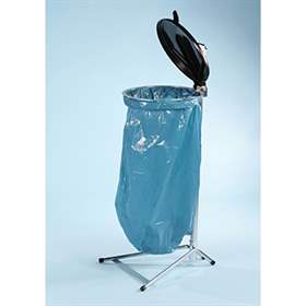 Müllsackständer für 1x120 l Säcke, verzinkt, Kunststoffdeckel Schwarz