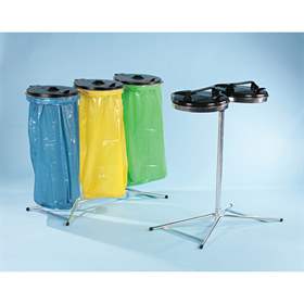 Müllsackständer für 2x120 l Säcke, verzinkt, Kunststoffdeckel Schwarz