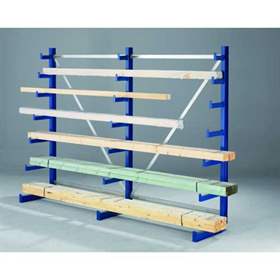 Kragarmregal ATLAS mit nach oben verjüngender Kragarmlänge, einseitig, L: 2700 mm, 3 Ständer, 7 Ebene