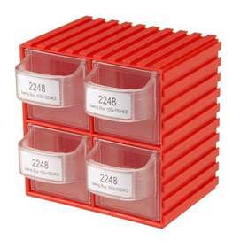 Klappkasten Swingbox, 100 x 100 x 94 mm, ausziehbar, 4 Kästen, Farbe Rot