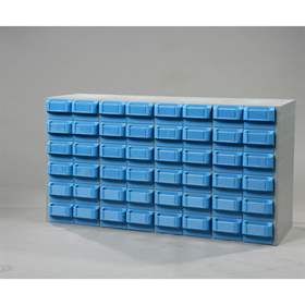 Kunststoff-Magazin VariBox, 1000 x 533 x 355 mm, 48 Schubladen in blauer Farbe