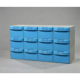 Kunststoff-Magazin VariBox, 1000 x 533 x 355 mm, 12 Schubladen in blauer Farbe
