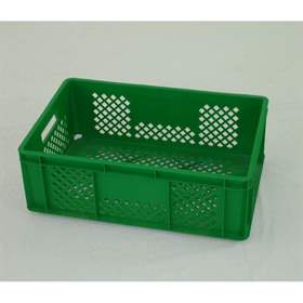 Kunststoff-Stapelbehälter Euro200, 600 x 400 x 200 mm, Wände durchbrochen, Farbe grün.