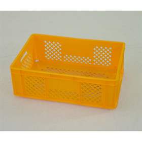 Kunststoff-Stapelbehälter Euro200, 600 x 400 x 200 mm, Wände durchbrochen, Farbe orange