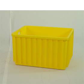 Lagerkasten Stockbox, 800 x 600 x 450 mm, Farbe gelb.