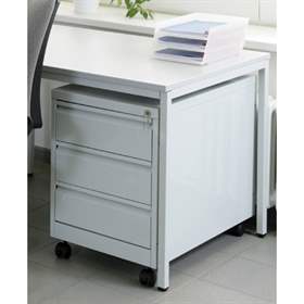 Rollbox - modul container tip dulăpior mobil, 3 sertare, înălțime 635 mm, gri