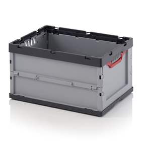 Navetă pliabilă euro plastic fără capac tip ladă cutie pliabilă din plastic fără capac, folding box, gri, 600 x 400 x 320 mm