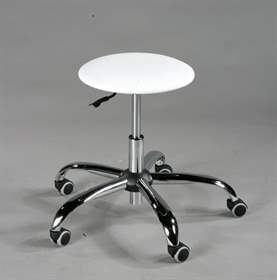 Taburet de lucru atelier ergonomic rotativ tip taburet laborator GOLIAT cu roți, înlocuitor de piele alb