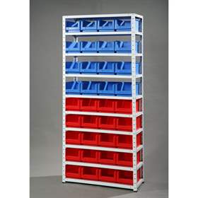 Schraubregal mit Sichtlagerboxen, H x B x T: 2000x900x350 mm, Anzahl Boxen: 36 Stk.