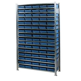 Steckregal CLIP mit Schubladen RackBox, Grund-Modul, H x B x T: 2000x1256x336 mm, Anzahl Schubladen 150 Stk.