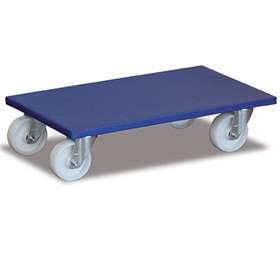 Möbelroller 600x350 mm, Tragfähigkeit 500 kg, Sperrholzplatte, Polyamid-Räder 100 mm