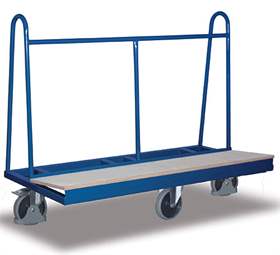 Platten-Transportwagen VARIOfit, Sperrholzplatte 1500 x 370 mm, einseitig, Rhombus-Radposition