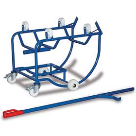 VARIOfit překlápěcí vozík na sudy, nosnost 250 kg, uložení sudu na 4 plastových rolnách