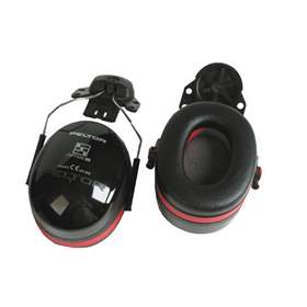 Kapselgehörschutz, Schalldämmung 35 dB, für Helmbefestigung, Farbe schwarz/rot