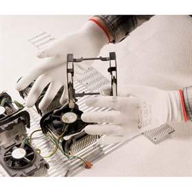 Mănuși fine - echipament de lucru, impregnate cu poliuretan, culoare albă, mărimea 8", unitate ambalare 12 buc.