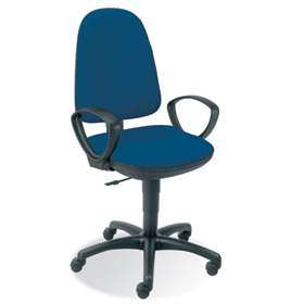 Bürodrehstuhl PEGAZ, ergonomisch, mit Armlehnen, Fußkreuz aus Nylon, Bezugsmaterial Basic - blau