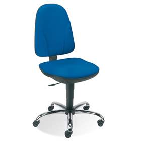 Bürodrehstuhl PEGAZ, ergonomisch, ohne Armlehnen, Fußkreuz verchromt, Bezugsmaterial Basic - blau