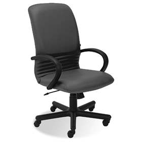 Manager-Sessel MIRAGE, mit Armlehnen, Polyamid-Gestell schwarz, Lederbezug - hellgrau