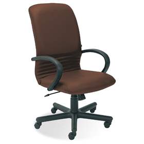 Manager-Sessel MIRAGE, mit Armlehnen, Polyamid-Gestell schwarz, Lederbezug - braun