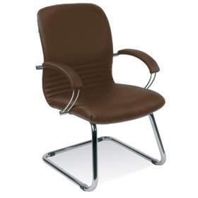 Besucher-Sessel MIRAGE, mit Armlehnen, Stahlrahmen verchromt, Lederbezug - braun