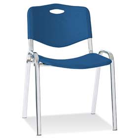 Kuststoffstuhl ISO, Farbe blau, Stahlrohrgestell verchromt