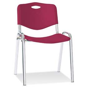 Kuststoffstuhl ISO, Farbe rot, Stahlrohrgestell verchromt