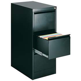 Cartotecă - dulap arhivare registratură - pentru format  A4, 3 sertare, HxLxl: 1000x415x630 mm, neagră RAL9005