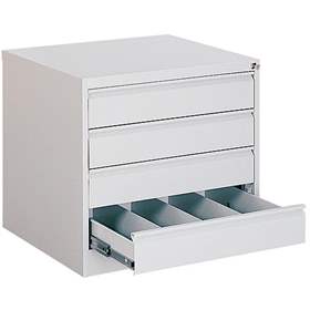 Registraturschrank für Hängemappen A5-vertikal, 5 Schubladen, 4 zweibahninge, HxBxT: 1285x775x630 mm, Farbe grau RAL7035