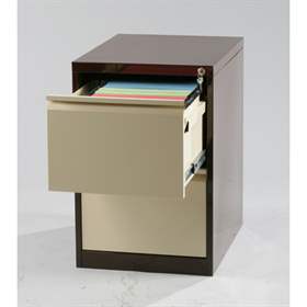 Registraturschrank für Formate DIN A4 und FOLIO, 2 Schubladen, HxBxT: 712x475x620 mm, Farbe braun RAL8017 / beige RAL1015