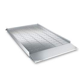 Verladeschiene mit erhöhtem Rand, Aluminiumkonstruktion, LxB: 2000x1000 mm, Tragfähigkeit 1700 kg.