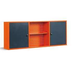 Nástěnná skříňka TECHNO Light, šířka 1596 mm, barva oranžová RAL2004/antracit RAL7016.