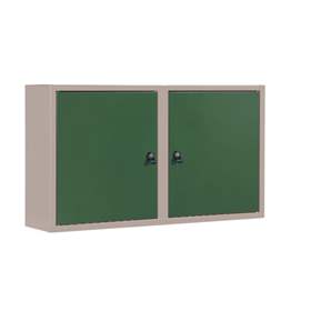 Nástěnná skříňka TECHNO Light, šířka 1064 mm, barva šedá RAL7035/zelená RAL6011.