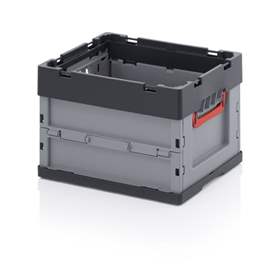 Navetă pliabilă euro plastic fără capac tip ladă cutie pliabilă din plastic fără capac, folding box, gri, 400 x 300 x 270 mm