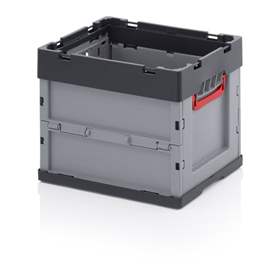 Navetă pliabilă euro plastic fără capac tip ladă cutie pliabilă din plastic fără capac, folding box, gri, 400 x 300 x 320 mm