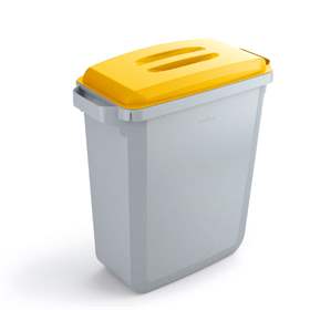 Abfallbehälter DURABIN, Volumen 60 l, Behälter grau, Deckelfarbe gelb