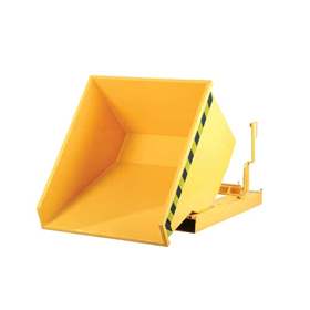 Kippbehälter mit Lochblech-Zwischenboden, Volumen 1700 l, Traglast 1200 kg, LxBxH: 2100x1560x1110 mm, pulverbeschichtet, gelb RAL1033