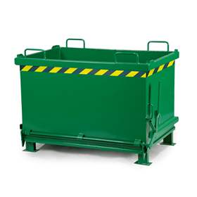 Přepravník s výklopným dnem, objem 1000 l, nosnost 1250 kg, d x š x v: 1200 x 1000 x 1160 mm, barva zelená RAL6029