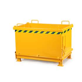 Přepravník s výklopným dnem, objem 1000 l, nosnost 1250 kg, d x š x v: 1200 x 1000 x 1160 mm, barva žlutá RAL1033