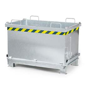 Přepravník s výklopným dnem, objem 1000 l, nosnost 1250 kg, d x š x v: 1200 x 1000 x 1160 mm, pozink