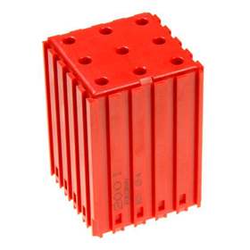 Kunststoff-Box für Werkzeuge mit Zylinderschaft - D4, Modul 5x5, Hohlräume 9 St.(4x18 mm), Farbe rot.