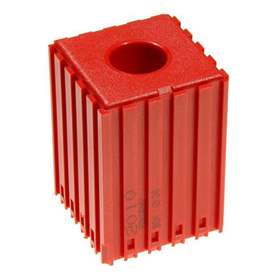 Kunststoff-Box für Werkzeuge mit Zylinderschaft - D20, Modul 5x5, 1 Hohlraum (20x50 mm), Farbe rot.