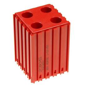 Kunststoff-Box für Werkzeuge mit Kegelschaft MORSE - M1, Modul 5x5, Farbe rot.