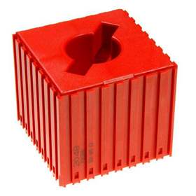 Kunststoff-Box für Werkzeugaufnahme des Typs ABS 63, Modul 8x8, Farbe rot.