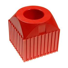 Kunststoff-Box für Werkzeugaufnahme des Typs VDI 50, Modul 10x10, Farbe rot.