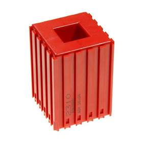 Kunststoff-Box zum Ablegen von Drehmaschienenmesser, Box 20x20, Modul 5x5, Farbe rot.